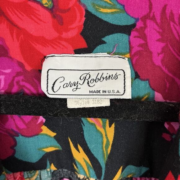 Vintage Floral Romper 80s Black V-Neck Short Sleeve Boho Festival Garden Party M - Picture 8 of 11